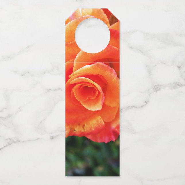 Etiqueta Para Garrafa Flor de rosa laranja (Frente)