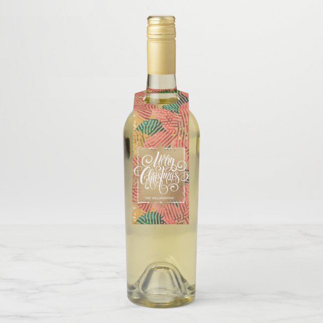 Etiqueta Para Garrafa Floral Natal Ouro Alegre (Na garrafa)