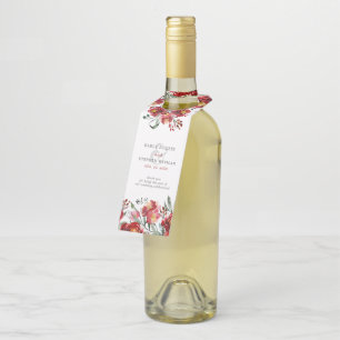 Etiqueta Para Garrafa Flores de Aquarelas do Jardim Vermelho Profundo