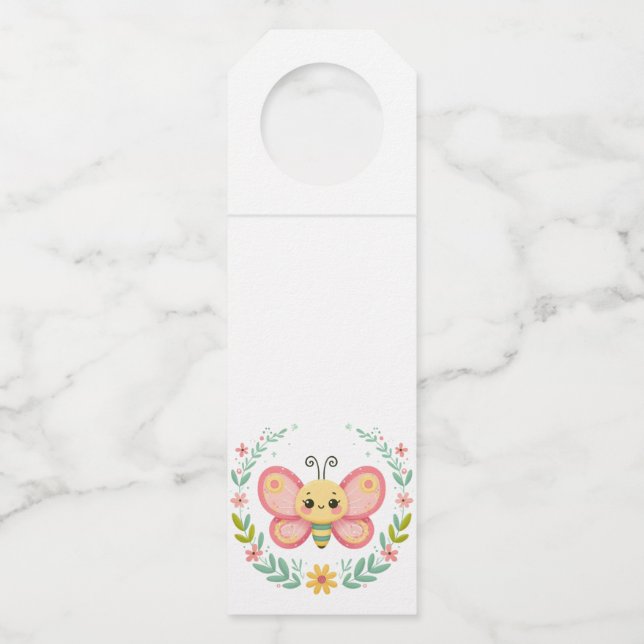 Etiqueta Para Garrafa Fofo, primavera/borboleta  (Frente)