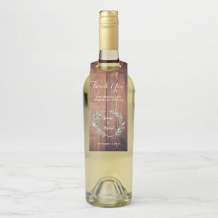 Etiqueta Para Garrafa Folhas de aquarela madeira rústica Casamento Obrig