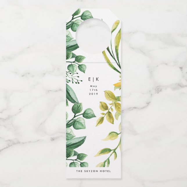 Etiqueta Para Garrafa Folhas Frescas Plantas Verdes Casamento (Frente)