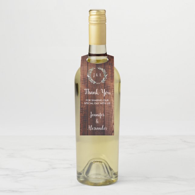 Etiqueta Para Garrafa Folhas russas madeiras Obrigado casamento (Na garrafa)
