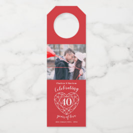 Etiqueta Para Garrafa foto do 40º aniversário de casamento com coração d