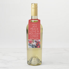 Etiqueta Para Garrafa Foto do Natal do elogio do feriado do amor da paz