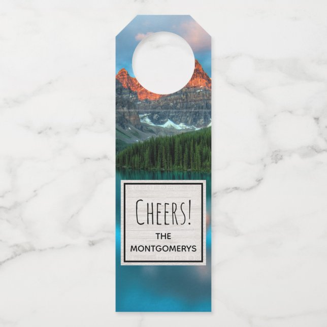 Etiqueta Para Garrafa Fotografia de paisagem Cena Montanha e Lago (Frente)