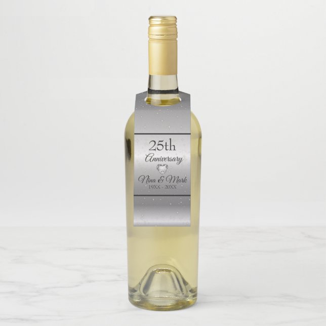 Etiqueta Para Garrafa Fundo Prateado com Faíscas (Na garrafa)