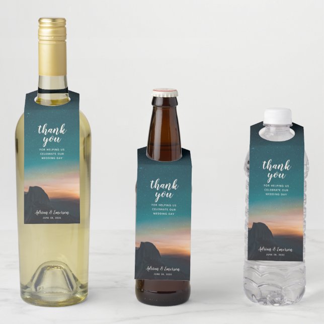 Etiqueta Para Garrafa Galaxy Night Sky Stars Mountain Sunrise (In Situ)