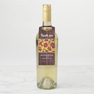 Etiqueta Para Garrafa Girassóis de outono russos no casamento de cerca