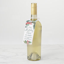 Holiday Holly Bottle Hanger Tags Natal