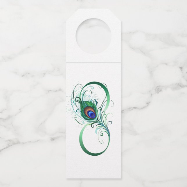 Etiqueta Para Garrafa Infinity Symbol with Peacock Feather (Frente)