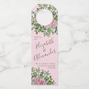 Etiqueta Para Garrafa Jardim de Rosas Cor-de-Rosa Casamento de Primavera