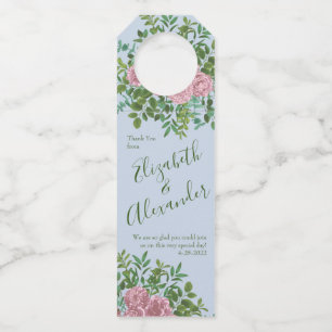 Etiqueta Para Garrafa Jardim de Rosas Cor-de-Rosa Casamento de Primavera