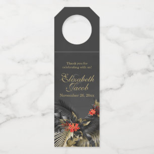 Etiqueta Para Garrafa Jasmim Vermelho Tropical Escuro