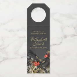 Etiqueta Para Garrafa Jasmim Vermelho Tropical Escuro