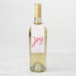 Etiqueta Para Garrafa JOY HOLIDAY na moda simples faíscas vermelhas mode
