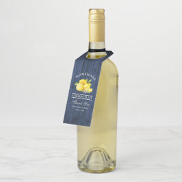 Etiqueta Para Garrafa Lemons Blue Wood Limoncello Obrigado
