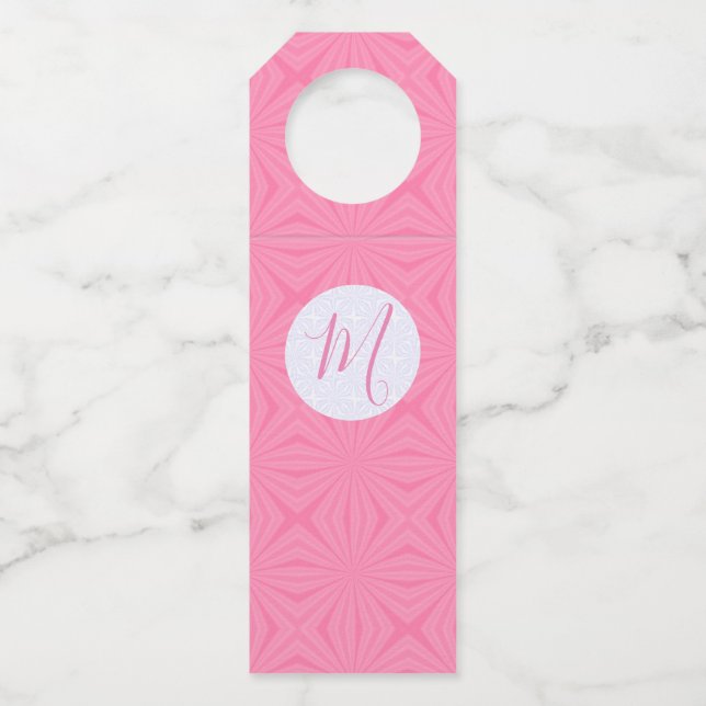 Etiqueta Para Garrafa Light Pink Squiggly Squares Personalized Initial (Frente)