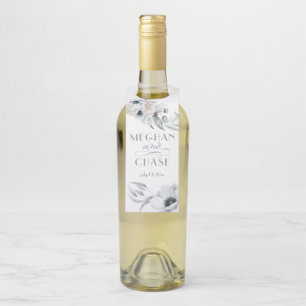 Etiqueta Para Garrafa Linda Aquarela Azul Floral