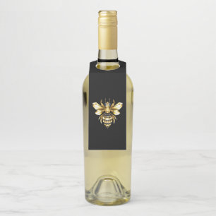 Etiqueta Para Garrafa Logotipo Faux Gold Foil Polygonal da Abelha em Pre