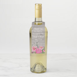 Etiqueta Para Garrafa Madeira russa e flores cor-de-rosa Tag de favor da