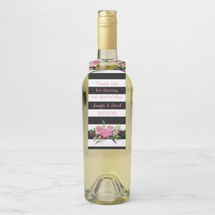 Etiqueta Para Garrafa Marcador de Garrafa de Vinho Listras e Flores