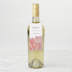 Etiqueta Para Garrafa Mesa de Convidados Floral Rosa Coral Elegante