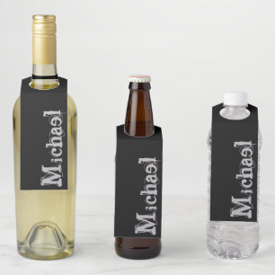 Etiqueta Para Garrafa Monograma moderno minimalista - branco preto