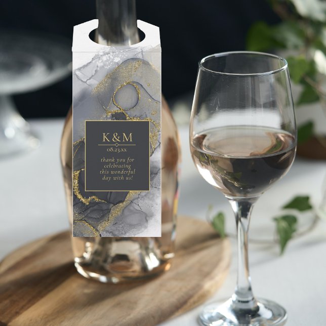 Etiqueta Para Garrafa Moody Ink Charmalho Dourado Abstrato ID988 (Wine Bottle In Situ)