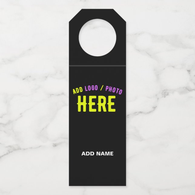 ETIQUETA PARA GARRAFA NA MODA MODERNO PERSONALIZÁVEL NEGRO VERIFICADO CO (Frente)