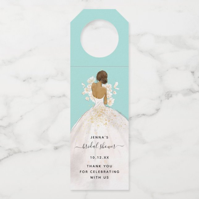 Etiqueta Para Garrafa Noiva Ilustrada Magnólia Chuveiro de Noiva Garrafa (Frente)