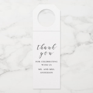 Etiqueta Para Garrafa Obrigado de casamento para caligrafia negra e bran