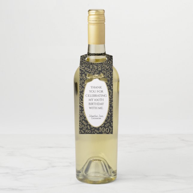 Etiqueta Para Garrafa "Obrigado" festa de aniversário do ouro/Black100th (Na garrafa)
