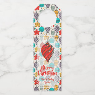 Etiqueta Para Garrafa Ornamentos de Árvores de Natal de Férias Vintage