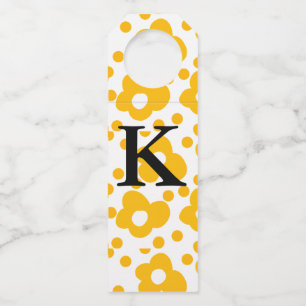 Etiqueta Para Garrafa Padrão floral de margarida branca amarela adiciona