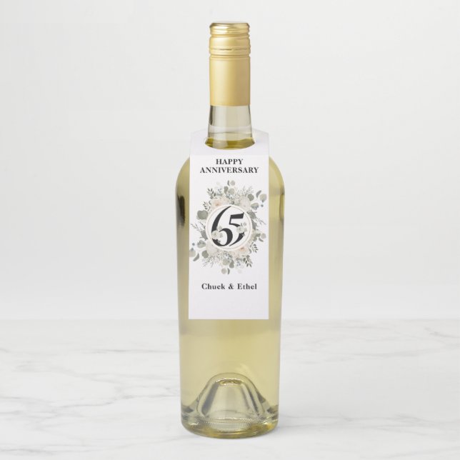 Etiqueta Para Garrafa Passado Elegante de Pastel 65º ANIVERSÁRIO (Na garrafa)