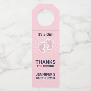 Etiqueta Para Garrafa Pegadas cor-de-rosa bonitos do bebé é uma menina