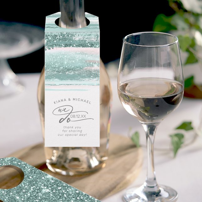 Etiqueta Para Garrafa Pinceladas de Pintura Abstrata Nós Lhe Agradecemos (Front/Back In Situ)