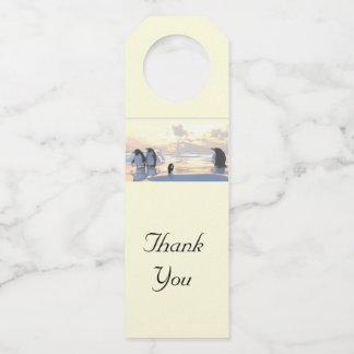 Etiqueta Para Garrafa pinguins se resfriando em um bote de gelo