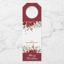 Etiqueta Para Garrafa Poinsettia de Aquarela Feliz Natal Presente de Fér