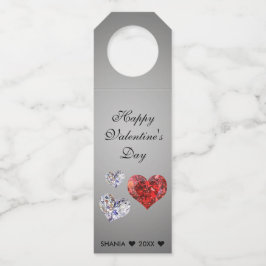 Etiqueta Para Garrafa Precioso Elegante Diamond Hearts