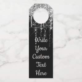 Etiqueta Para Garrafa Presente de vinho de aniversário de prata preta Fe