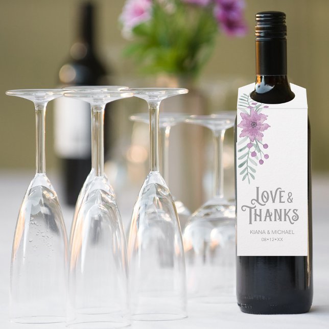 Etiqueta Para Garrafa Ramalhete de Aguarela Lilás ID654 (Wine Bottle In Situ)