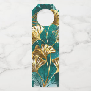 Etiqueta Para Garrafa Ramificação com Ouro deixa Ginko Biloba