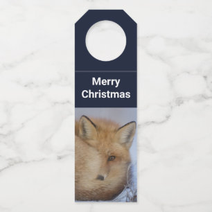 Etiqueta Para Garrafa Raposa Bela Curva Foto De Inverno No Natal