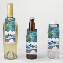 Etiqueta Para Garrafa Reindeer do Urso Polar Ártico Walrus Orca Narwhal