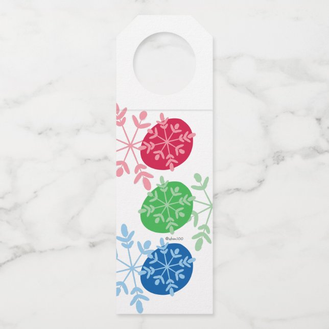 Etiqueta Para Garrafa RGB Snowflakes (Frente)