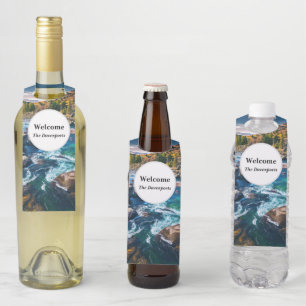 Etiqueta Para Garrafa Rio e Montanhas Foto Cênica