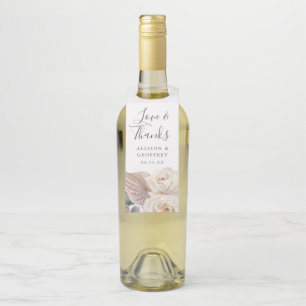 Etiqueta Para Garrafa Rosas e Orquídeas em Aquarela Casamento Personaliz