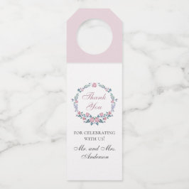 Etiqueta Para Garrafa Rosas lilás. Obrigado pelo casamento floral de jar